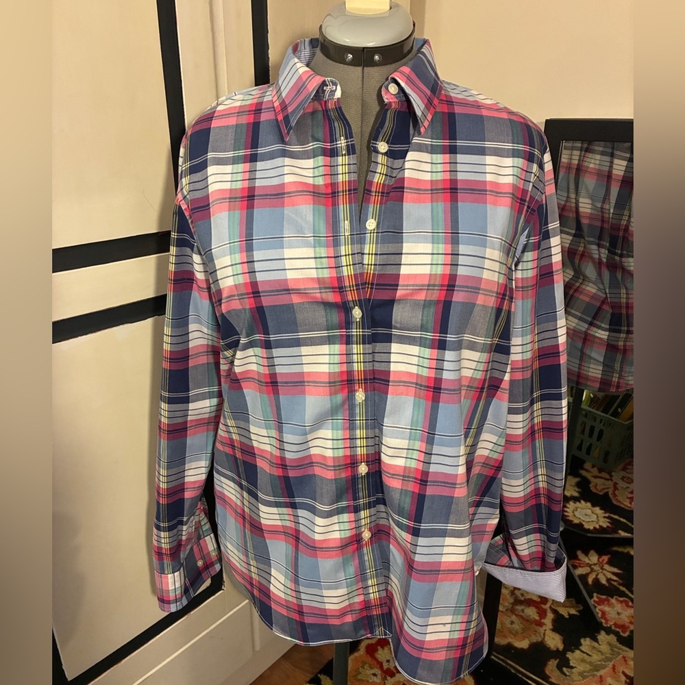 Chaps Plaid Button Down "No Iron" Shirt (XL)